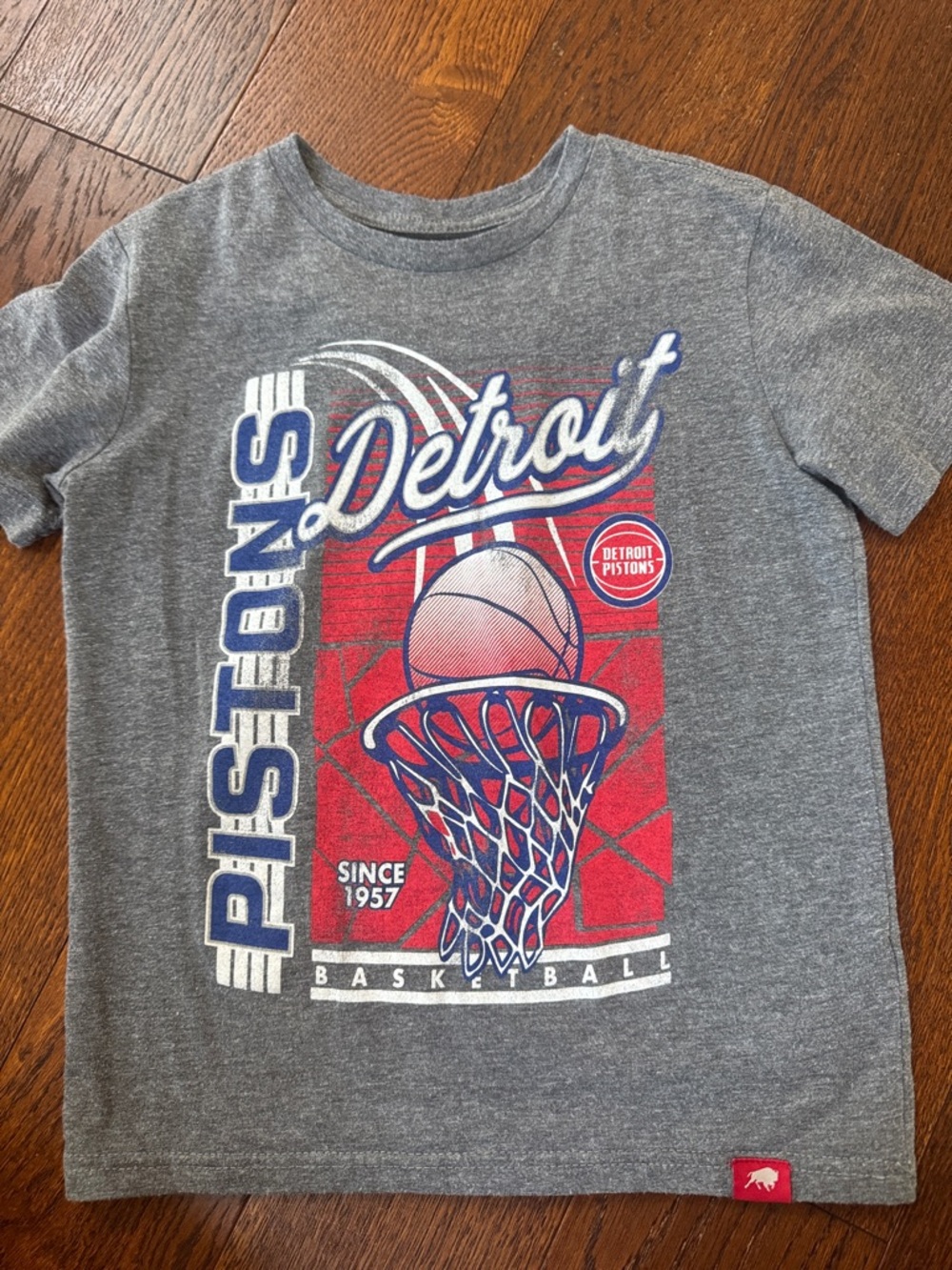 Kids Gray Short Sleeve Detroit Pistons Basketball Tee